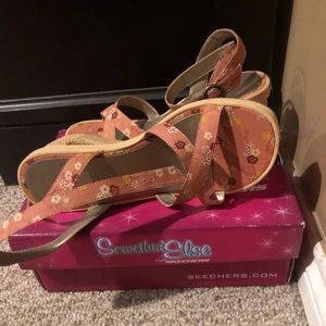 Somethin’ Else Floral Strappy Wedges
